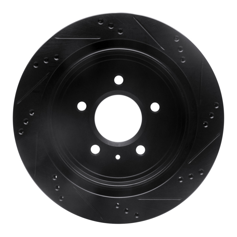 Cadillac CTS Brake Rotor (1) - Rear Left - R1 Concepts - Drilled & Slotted - Black - `03-`11